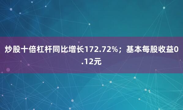 炒股十倍杠杆同比增长172.72%；基本每股收益0.12元